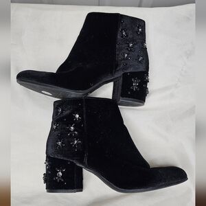 Sam Edelman Circus Veruca Black Velvet Rhinestone Ankle Booties Women's Size 7
